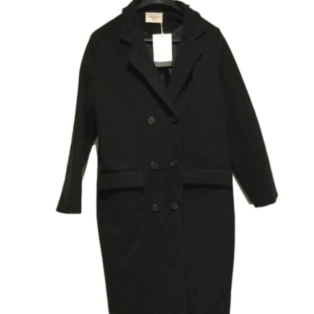 THE OPEN PRODUCT VINTAGE BLACK WOOL TRENCH COAT OVERCOAT CANVAS JACKET RARE! NWT